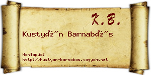 Kustyán Barnabás névjegykártya